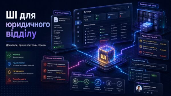 Цифрова система з AI-модулем для роботи юридичного відділу з договорами, електронним архівом і контролем строків